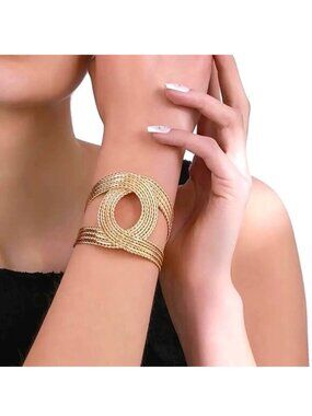 Bracelet Bangle Cuff Gold Egyptian Cleopatra Goddess Greek Twist Stylish Trendy